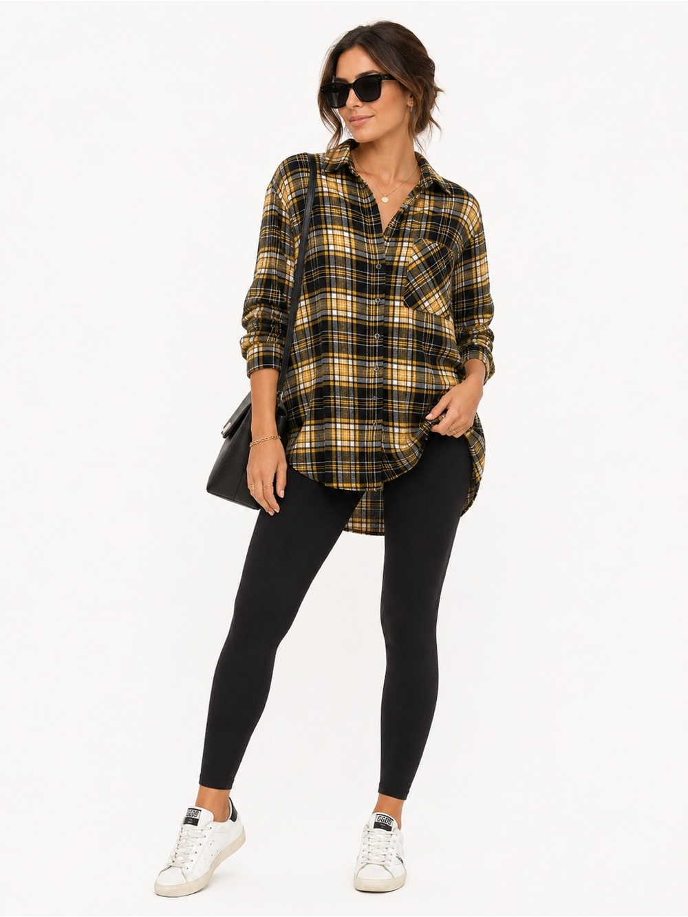 FADED ROSE Yellow Plaid Button-Down Shirt